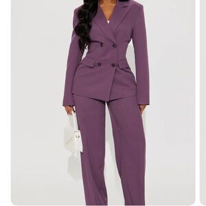 Fashion Nova Purple Double-Breasted Pantsuit